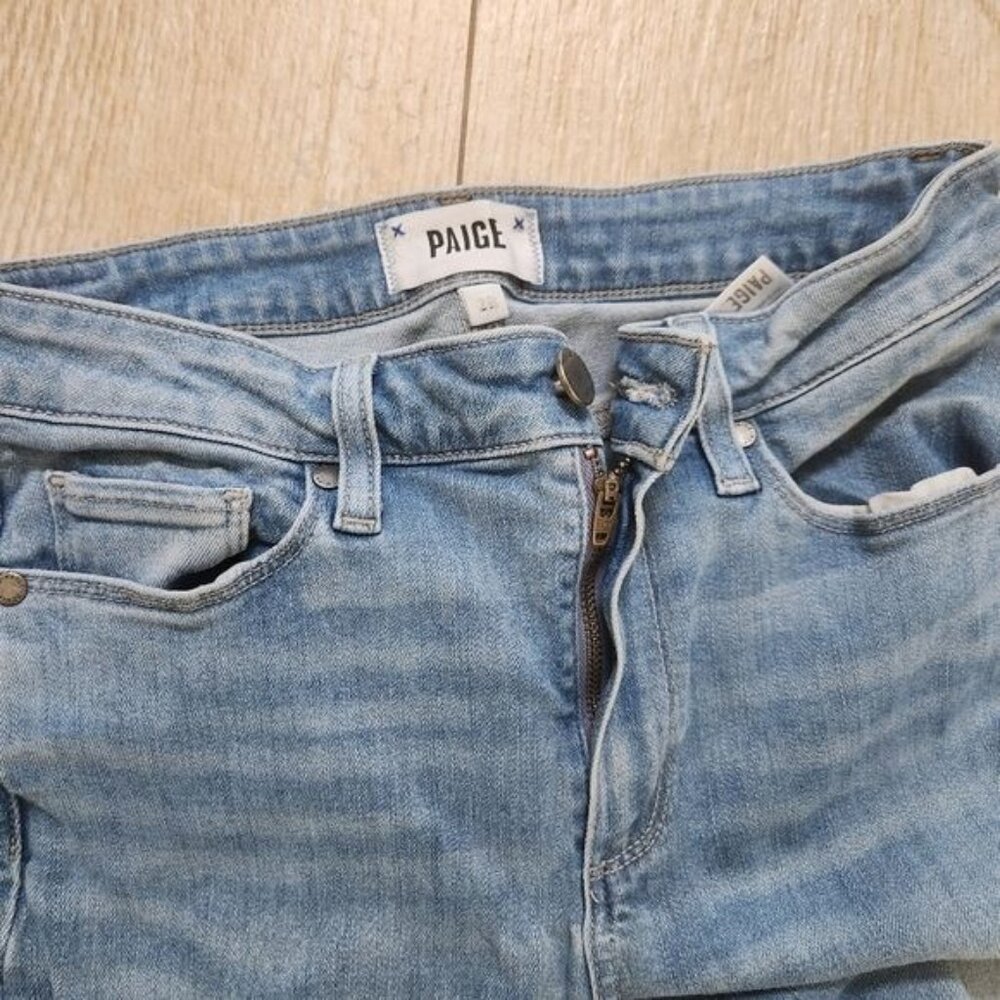 Paige Hoxton High-Rise Slim Raw Hem Jeans - Blue Size 28 - Picture 5 of 16